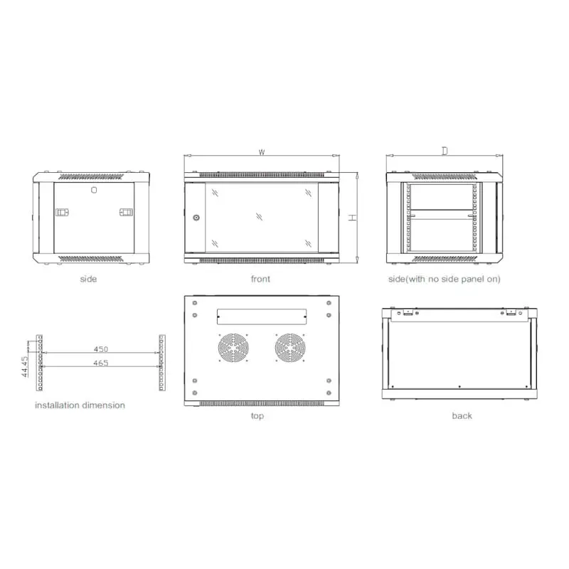 ProRack 12U 600*600 Wall Mount Cabinet - Image 3